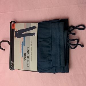 Lildy Teal Solid Knitted Lounge Pants with Pockets